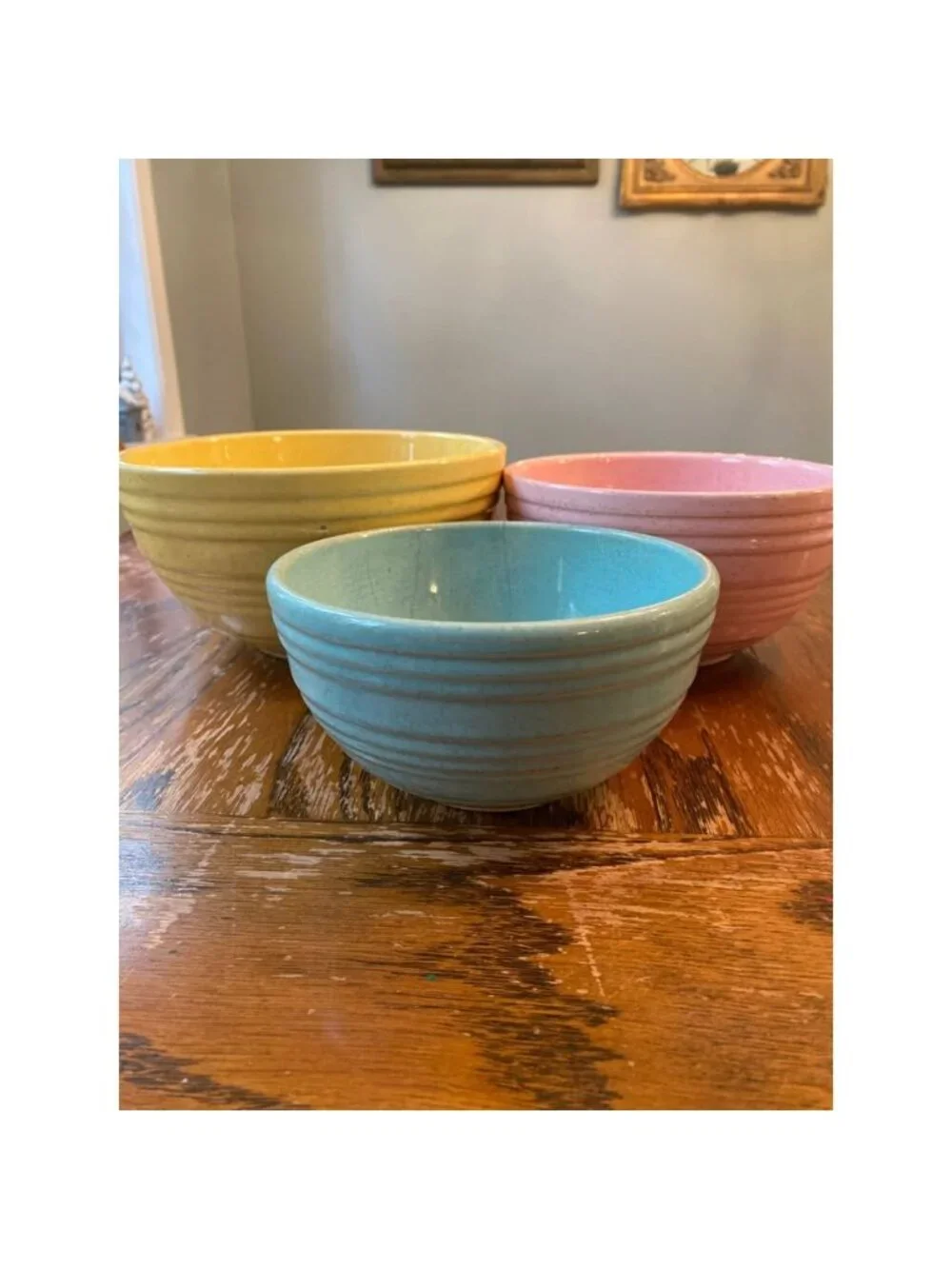 Mccoy Pastel Mixing Bowls Set Of 3 Beehive Pattern Speckled Colors Robin Egg Cir